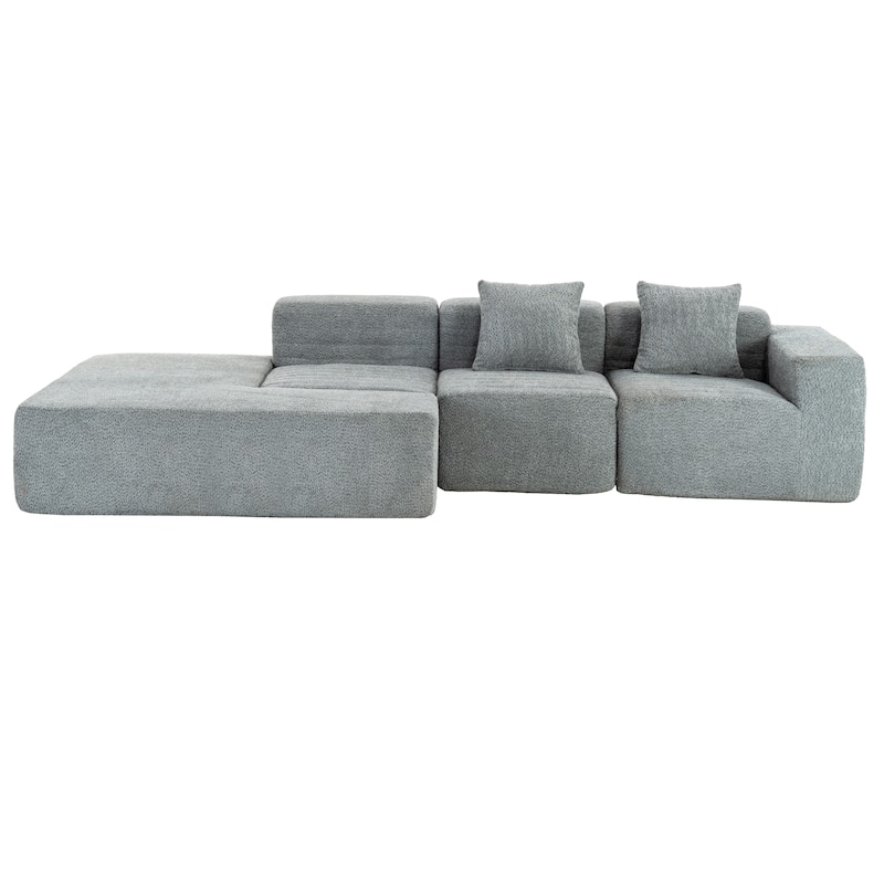 116.5" Polyester 4-Seater Sectional Sofa with Back Pillows