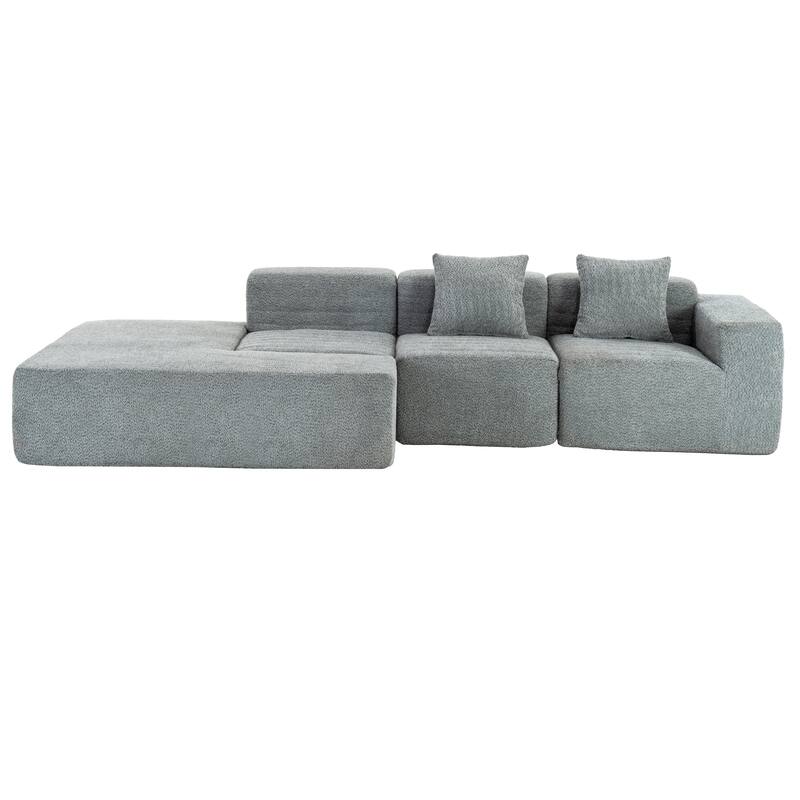 Grey 116.5" Versatile 4-Seater Sectional Sofa