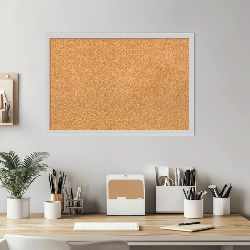 Incline Silver Wood Framed Cork Board - Bulletin Board, Organization Board, Pin Board