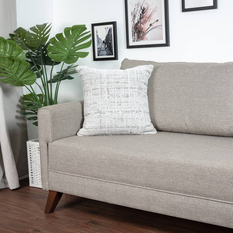 Sevita Gray/ Beige Modern Abstract Acrylic Blend Throw Pillow - Accent - 20" x 20" - Polyester - Gray/Beige - Single