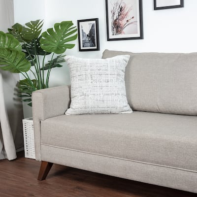 Sevita Gray/ Beige Modern Abstract Acrylic Blend Throw Pillow