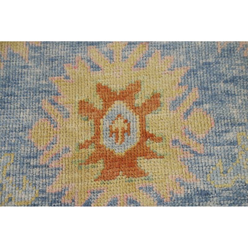 Vegetable Dye Oushak Turkish Runner Rug Hand-knotted Wool Carpet - 3'1"x 10'8"