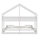 preview thumbnail 10 of 10, Wood Twin Size Platform Beds with Shelves and Guardrail Wooden Frame w/House Shape Headboard, No Box Spring Needed for Children