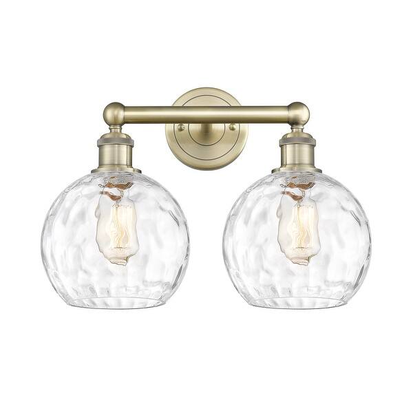 slide 2 of 30, Innovations Lighting Athens Water Glass - 2 Light 17" Bath Vanity Light Antique Brass/Clear