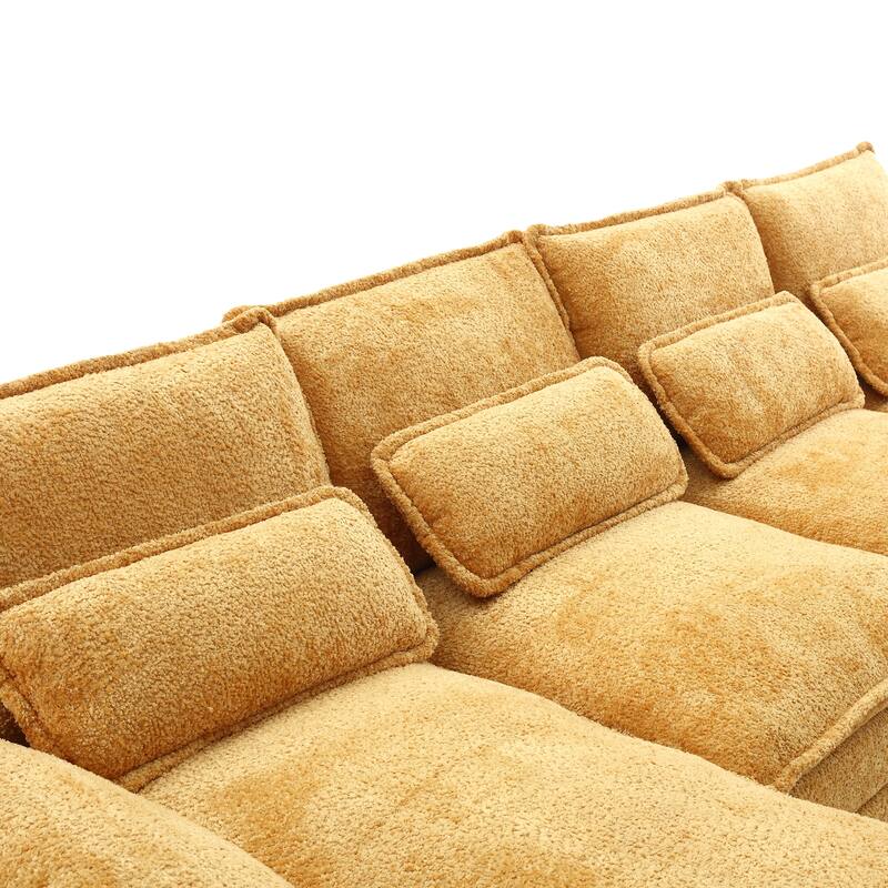 110.63" Boucle U-Shaped Sectional Sofa with Reversible Design