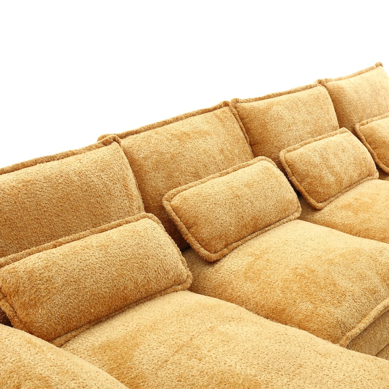 Yellow 110.63" U-Shaped 6-Seater Sofa with Spacious Design