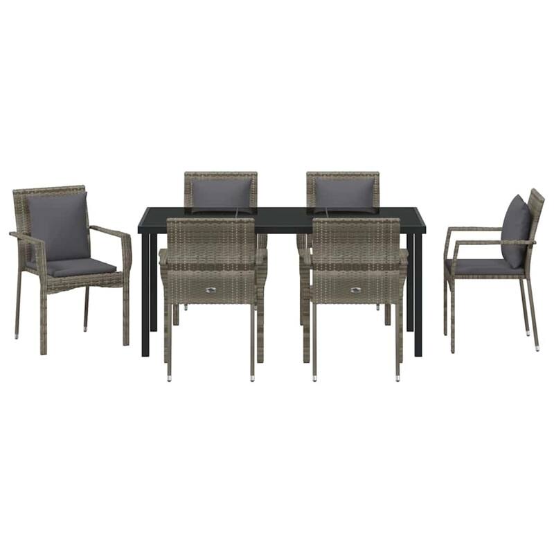 vidaXL Garden Dining Set with Cushion Poly Rattan