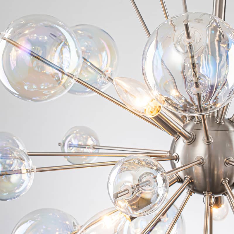 6-Light Sputnik Style Metal & Glass Chandelier with Colorful Glass Balls for Living Room - 6 Light