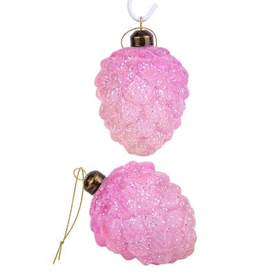 Pine Cone Glass Christmas Tree Ornament Set of 2 - 3.15"