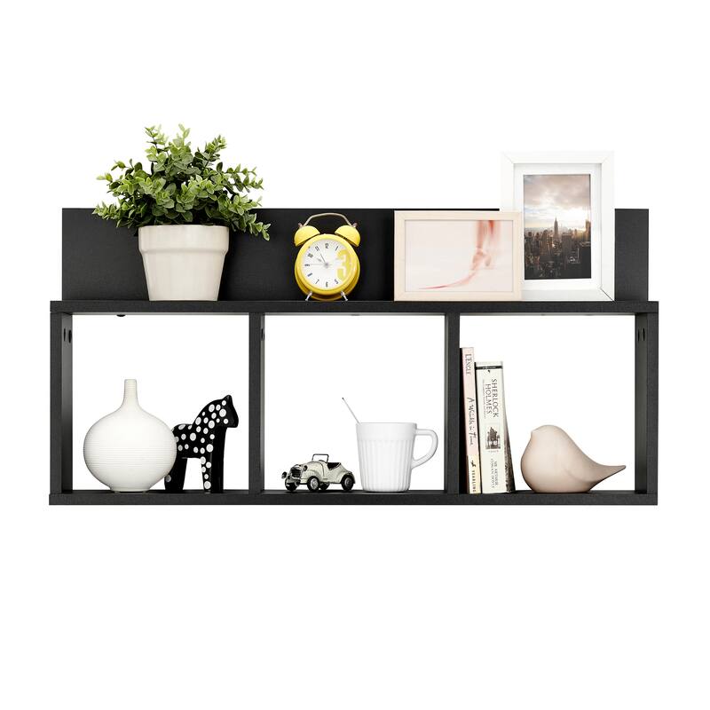 Danya B. Modern 3-Cube Floating Cubby Wall Shelf with Display Ledge