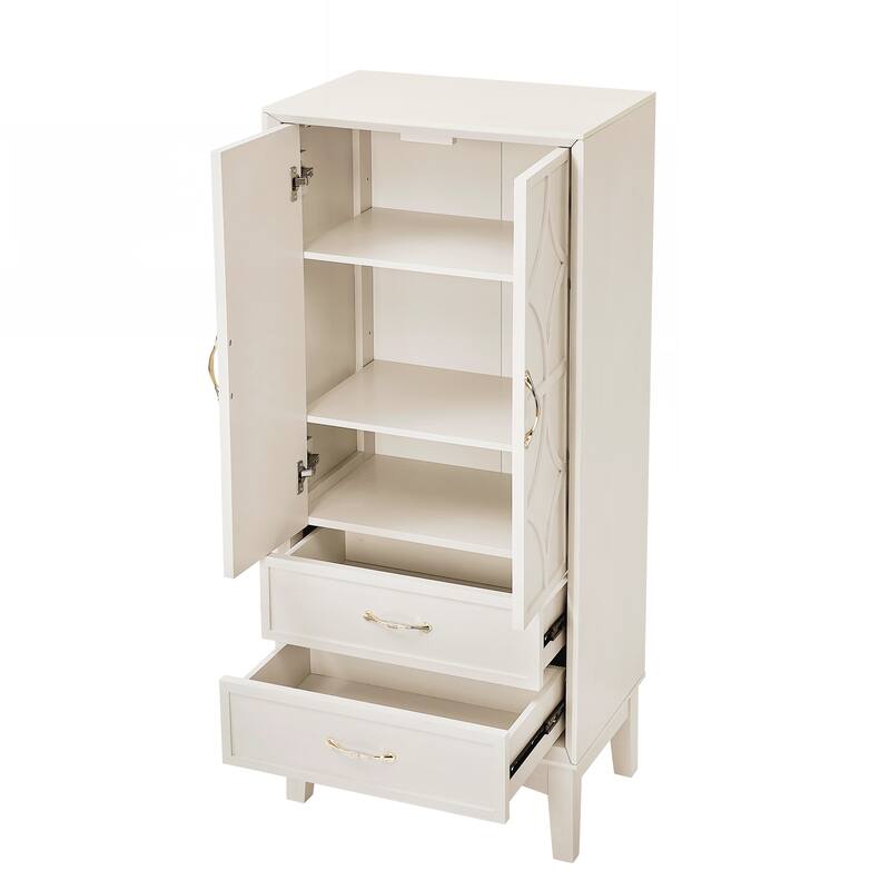 Retro Storage Cabinet with Doors and Drawers for Entryway Hallway Living Room Kitchen