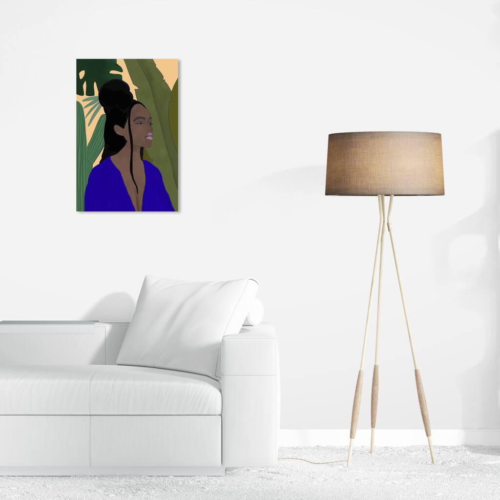 Wynwood Studio Canvas Fashion and Glam Caribbean Girl Purple and Neon Purple Modern & Contemporary Wall Art Canvas Print