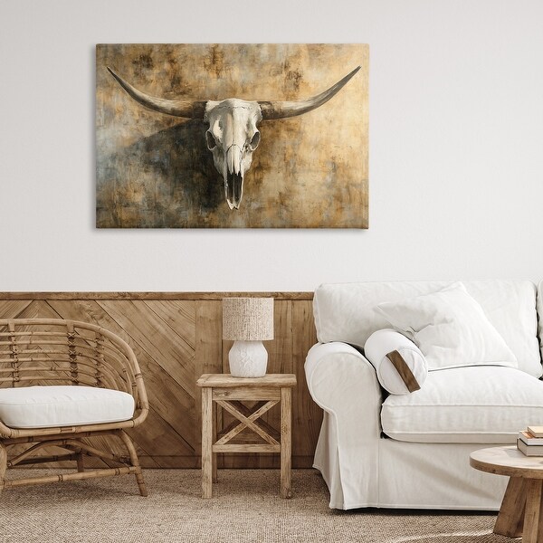 Stupell Vintage Cow Skull Rustic Canvas Wall Art Design By Nina