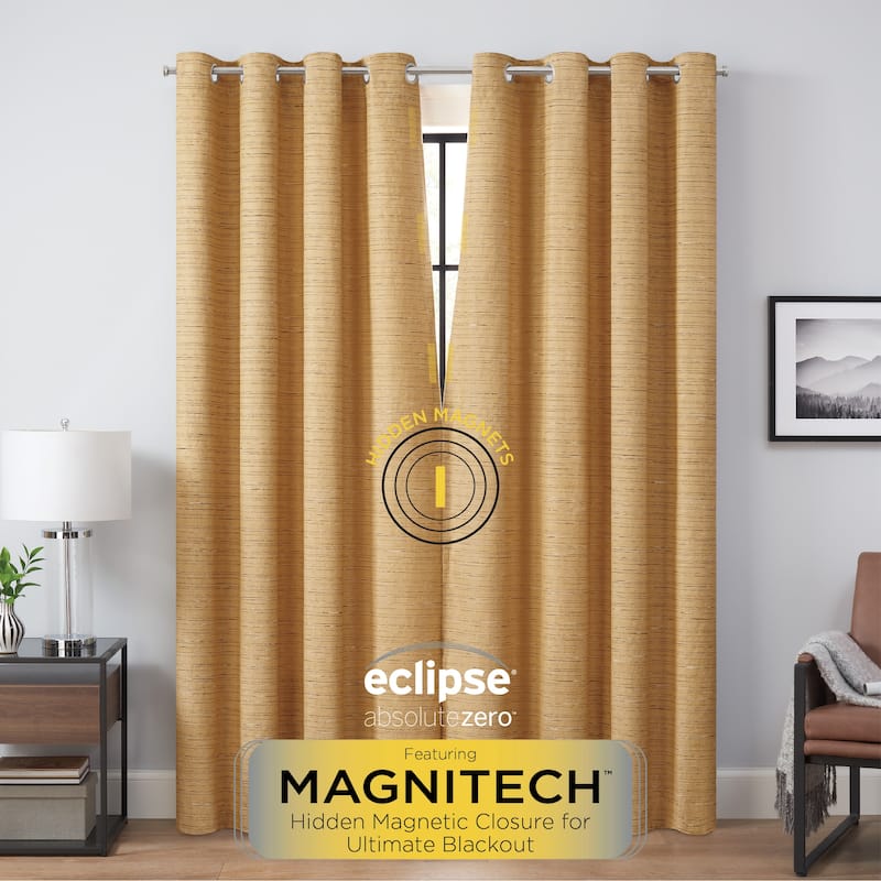 Eclipse Branson Magnitech 100% Blackout Curtain, Grommet Window Curtain Panel, Seamless Magnetic Closure (1 Panel)