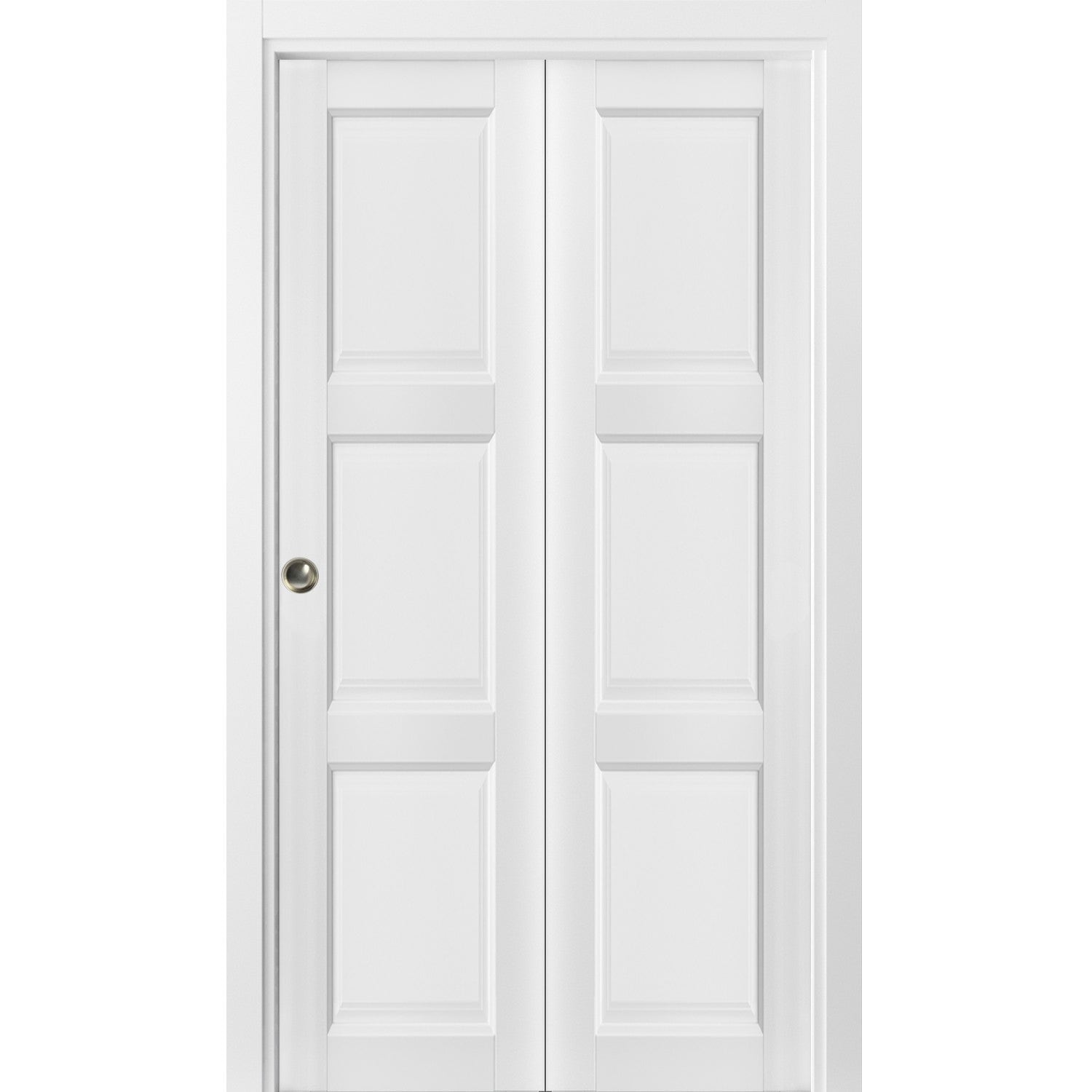SartoDoors Lucia 2661 | Closet Door Bi-fold Door | Solid Wood | Hardware Set | 18x80, White Silk Bedroom Door Bathroom Door