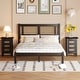 preview thumbnail 33 of 46, Queen Wooden Platform Bed Set with Rattan Headboard and Matching Nightstands Black - Full