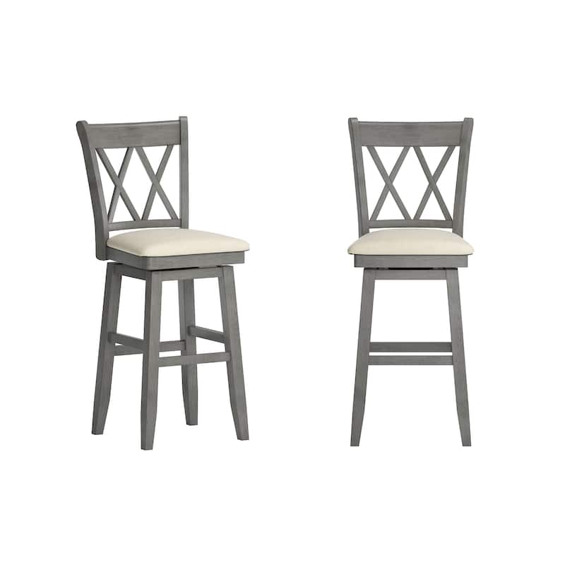 Ronda Double X-Back Wood Swivel Chair - Antique Grey - Bar Height