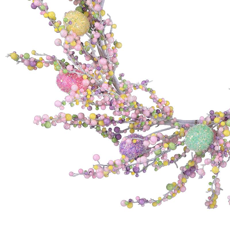 26" Iridescent Glitter Berry And Egg Wreath