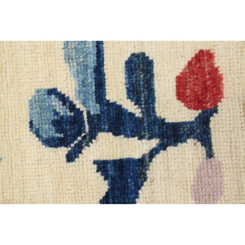 Hand Knotted Oriental 100% Wool Carpet Transitional Floral Beige & Ivories Oushak Area Rug - 9' 8'' X 8' 6''