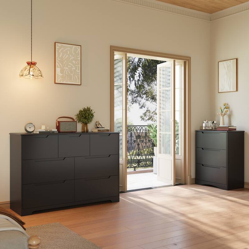 7 Dresser Storage Drawer Units Chest Of Drawers, Dresser With Recessed Distinctive Handles