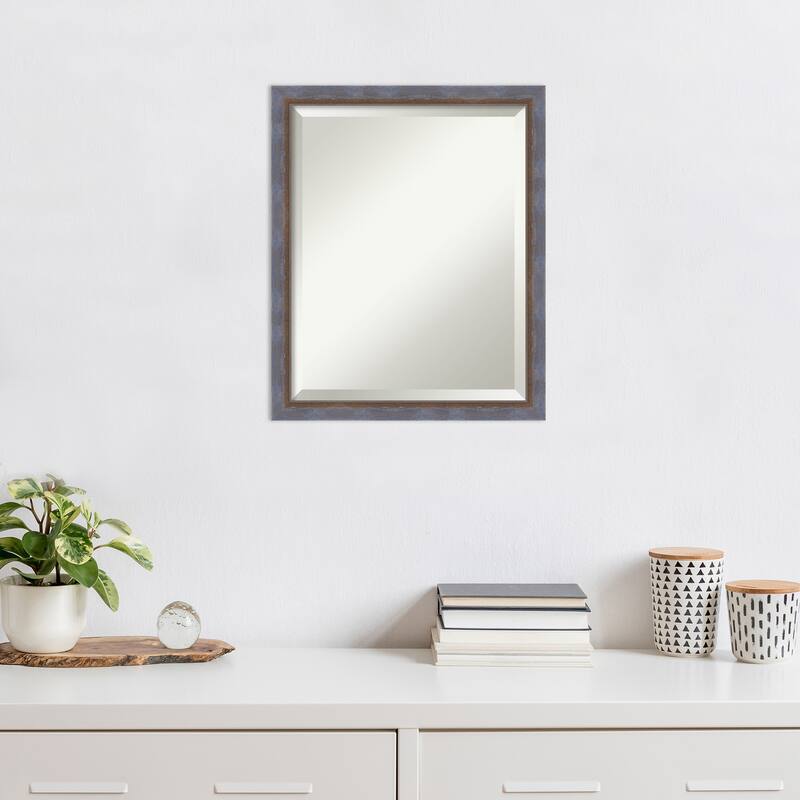 Two Tone Beveled Wood Framed Wall Mirror
