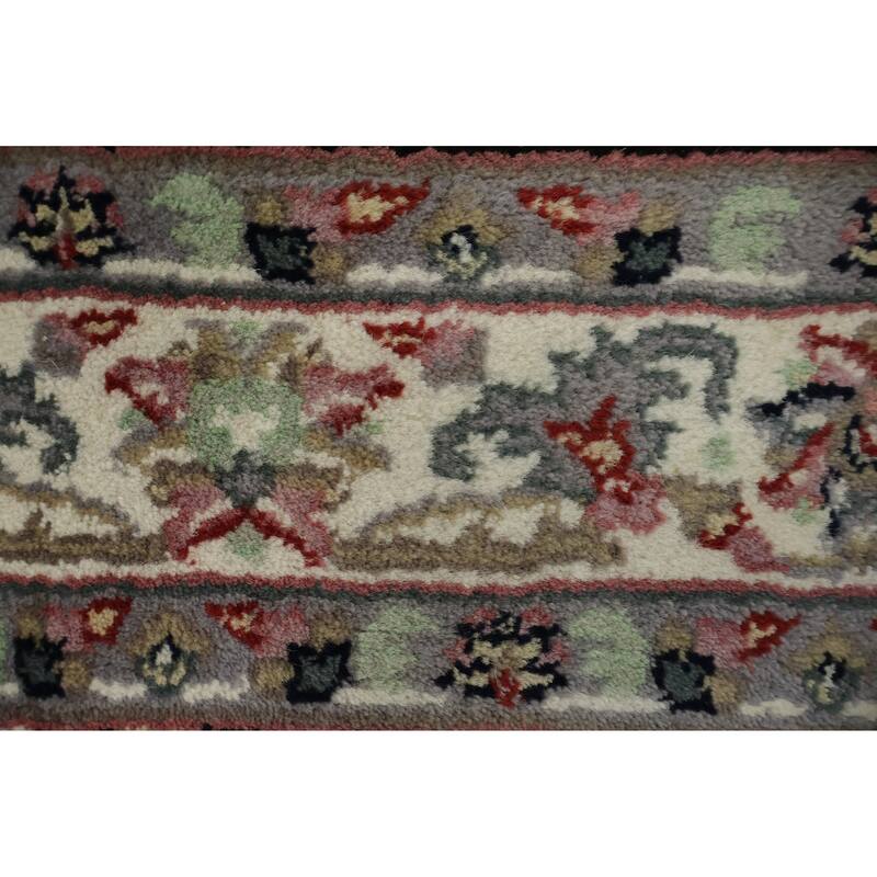 Hand Knotted Oriental 100% Wool Carpet Traditional Traditional Black Kashan Area Rug - 6' 1'' X 4' 0''
