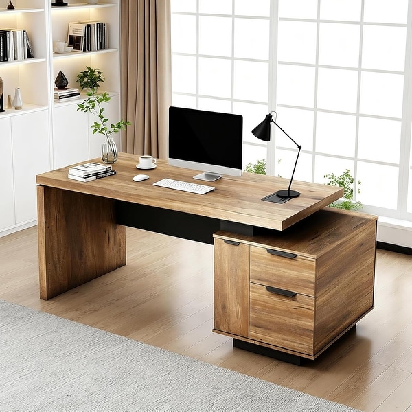 62.99/70.87inch Modern Width Adjustable Executive Desk with