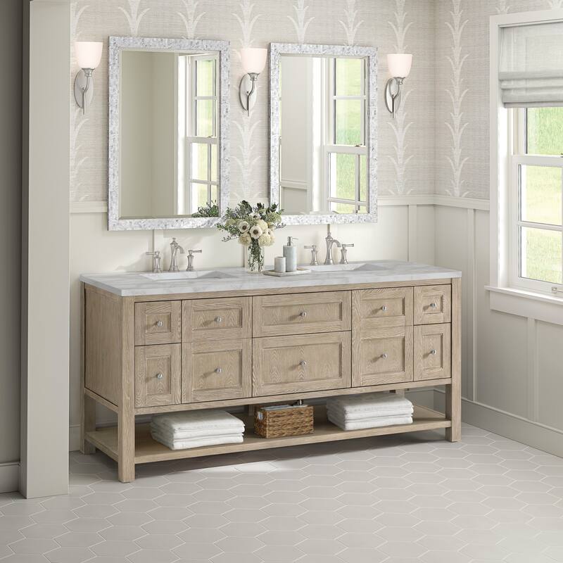 James Martin Vanities Breckenridge 72" Double Vanity, Whitewashed Oak