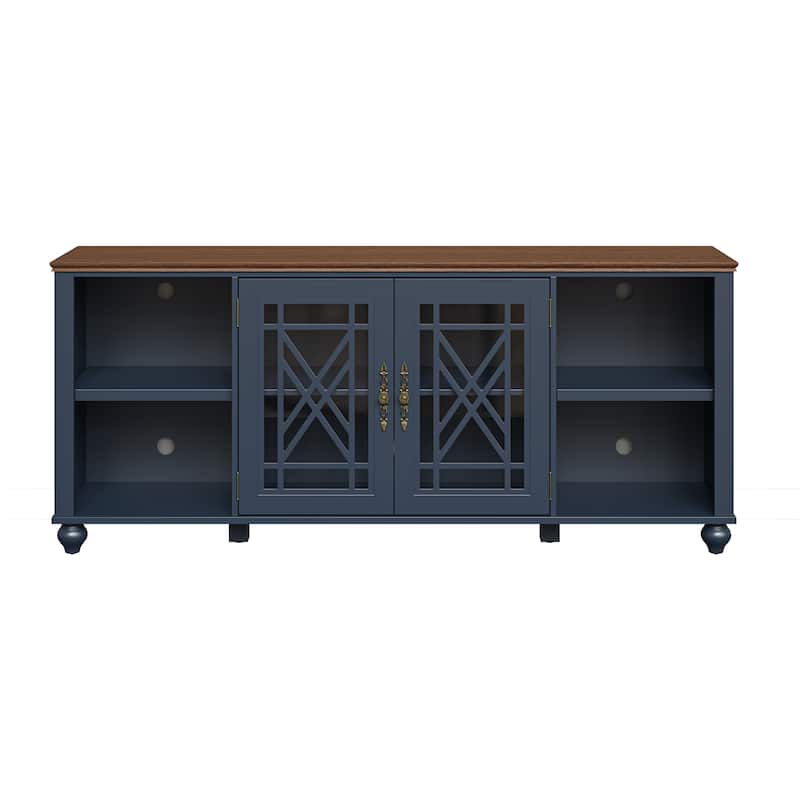 Vintage TV Stand with Carved Doors for Large Size TV