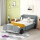 preview thumbnail 18 of 33, Twin/Full Car Bed for Kids, Car Shaped Platform Bed with Wheels, Headboard and Footboard, Toddler Car Bed Slat Support Gray Twin