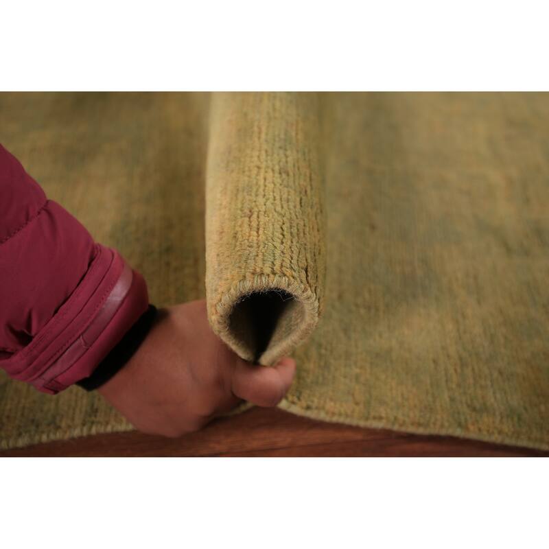Green & Yellow Gabbeh Modern Oriental Area Rug Handmade Wool Carpet - 5'5" x 7'4"