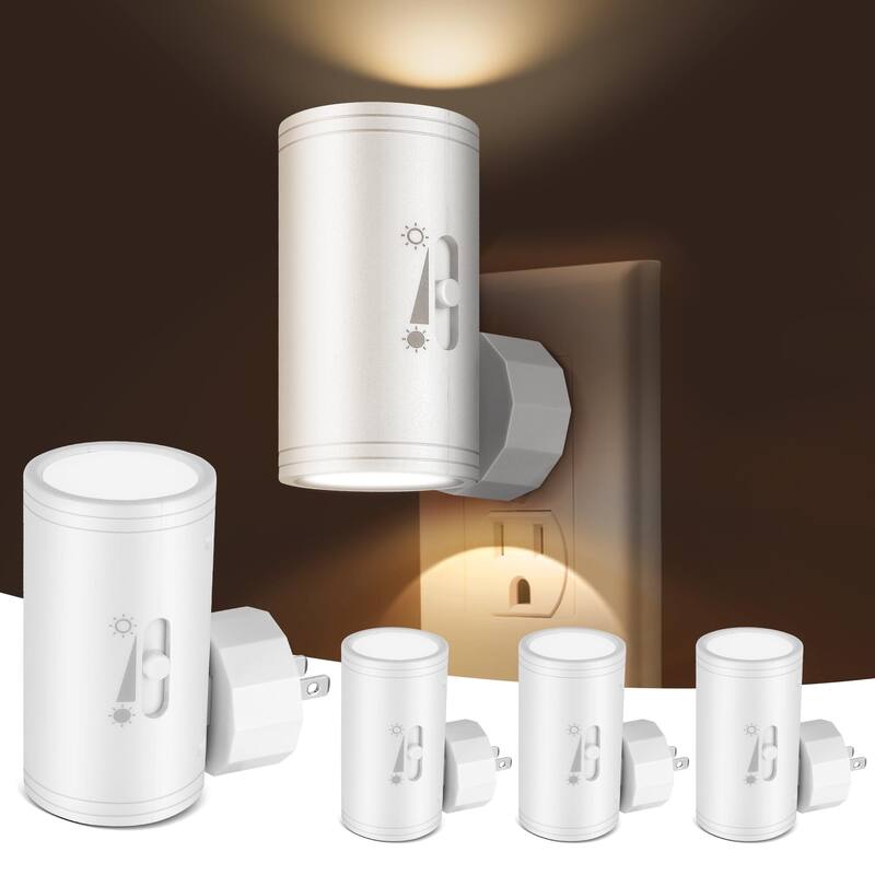 4 Pack LED Night Light w/Auto On/Off & Dimmable 300LM - Multi-Room - 27000K