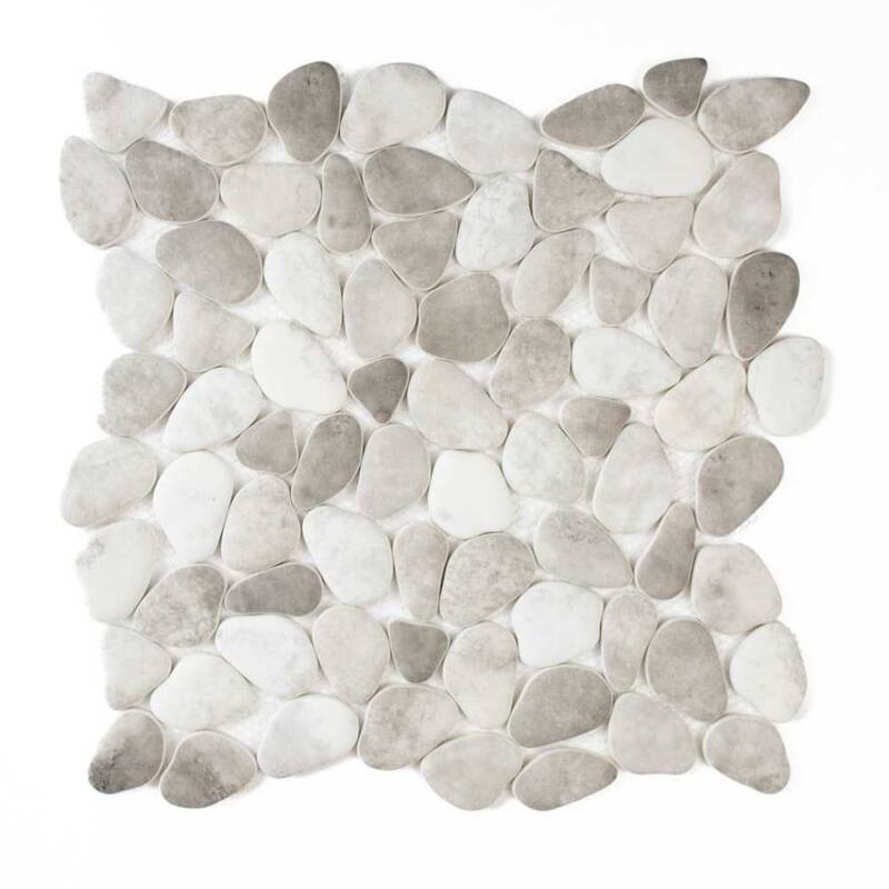 Huron Rock 12x12 Matte Glass Pebble Mosaic Tile - Floor, Wall, Backsplash