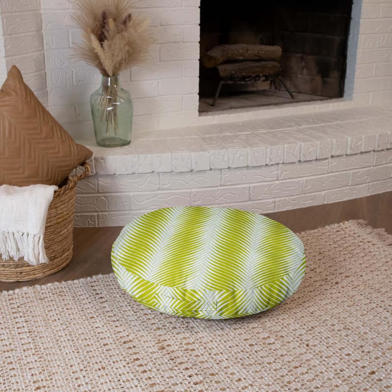 Sorra Home Sunbrella Indoor/Outdoor Palm Circle Floor Pillow with Handle (Single Pillow)