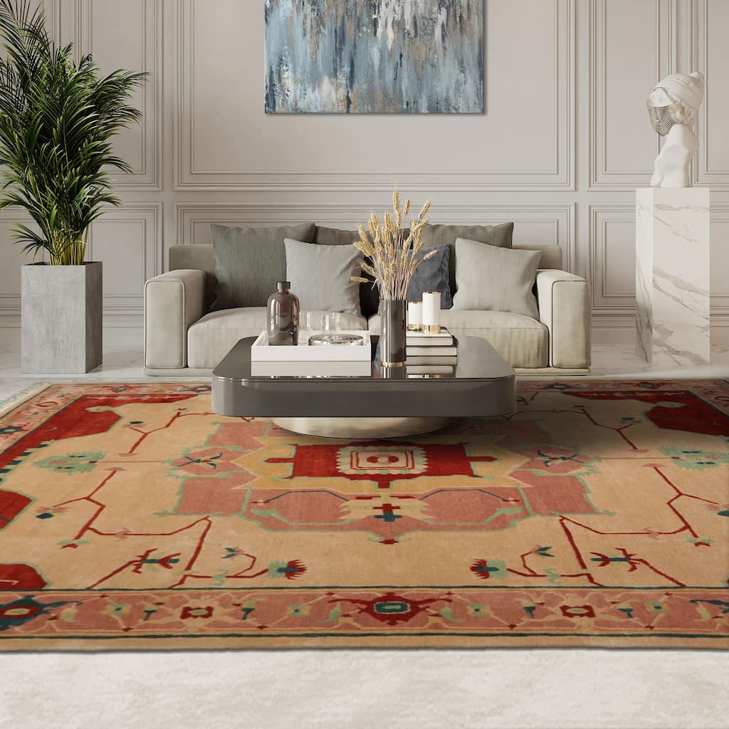 9x12 Hand Knotted Wool Ivory Tibetan Crafts Plush Pile Tufenkiaan Rug - 9' x 12'