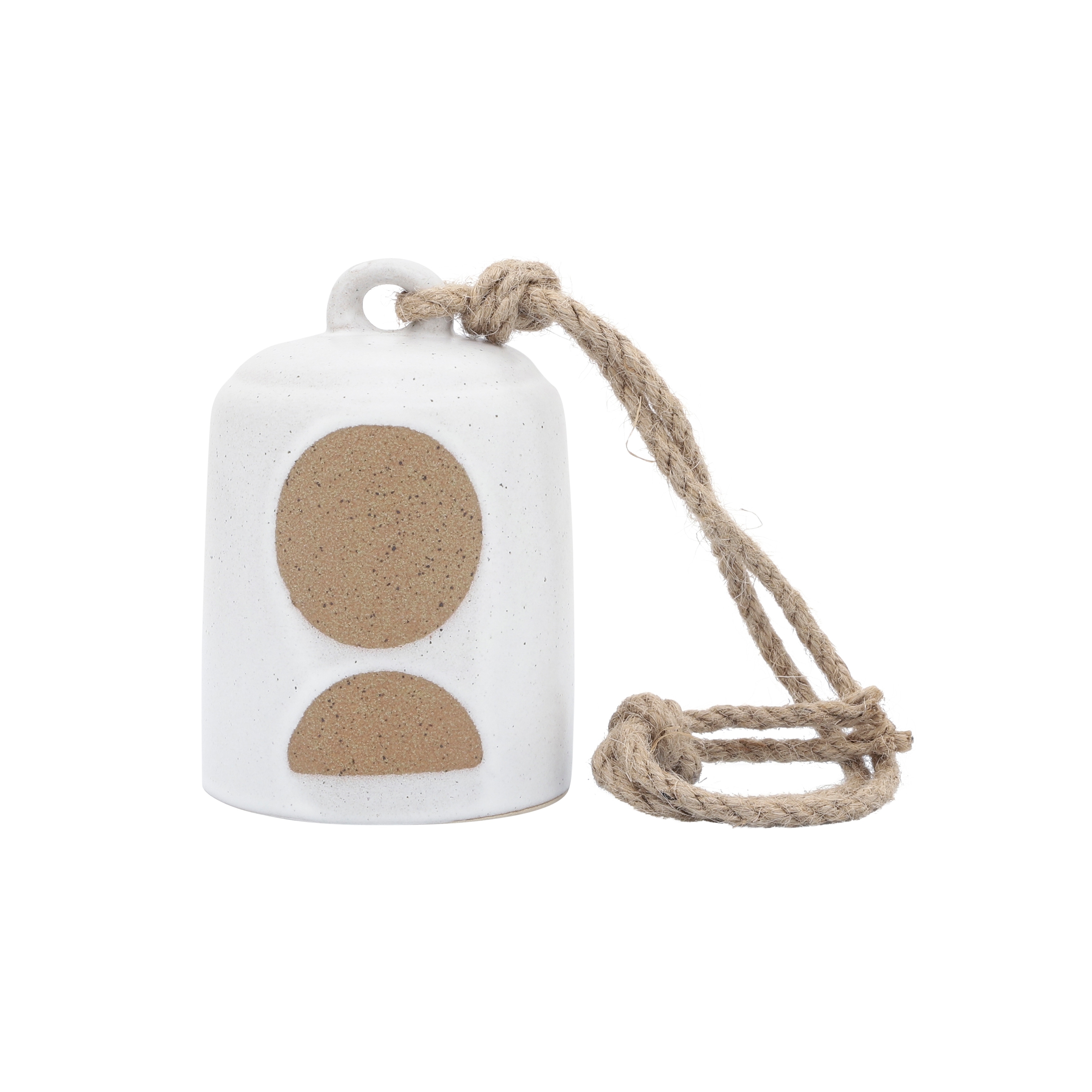 Sagebrook Home Hanging Bell Decorative Wind Chime White and Beige Circle Design Outdoor or Indoor