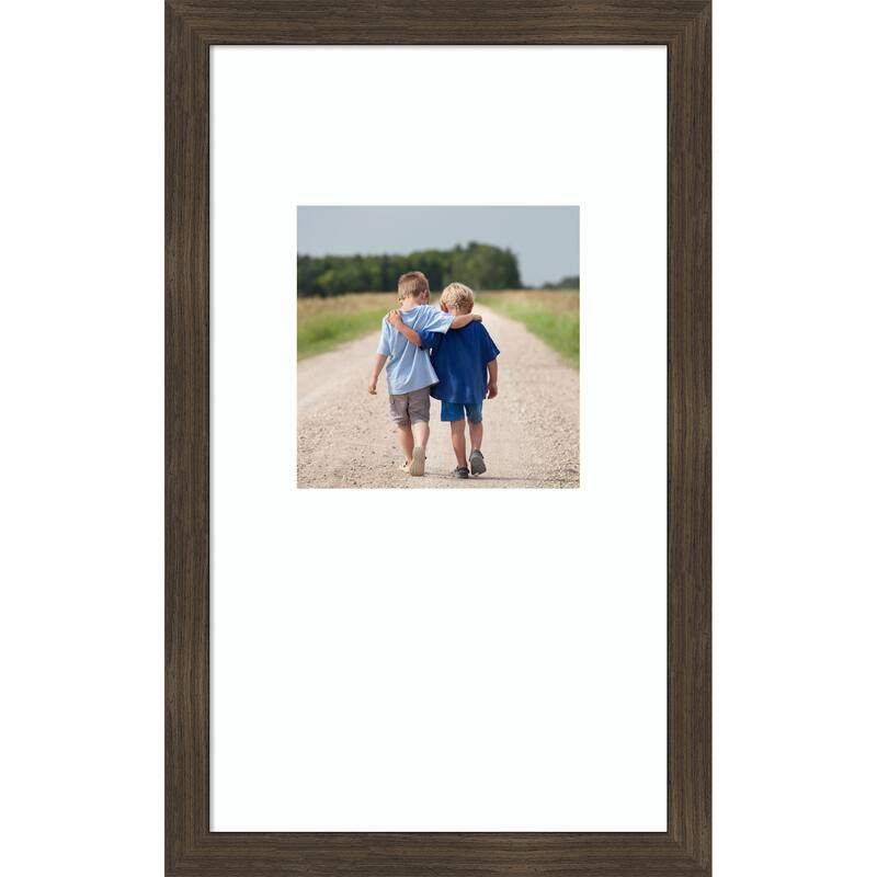 Woodgrain Stripe Blonde Framed Picture Frame, Photo Frame - 13x22 Matted to 8x8 - Woodgrain Stripe Chocolate