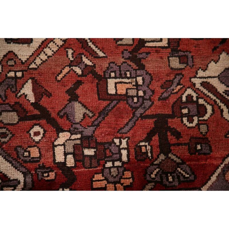 Geometric Bakhtiari Persian Vintage Area Rug Handmade Wool Carpet - 6'8"x 10'6"