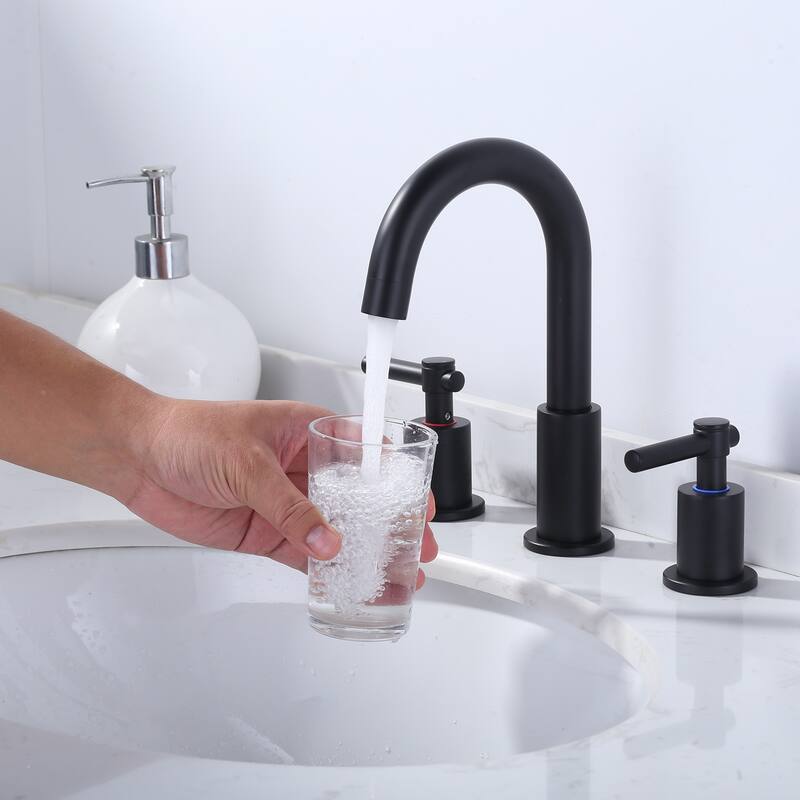 WOWOW Widespread 8 in. Double Handle Bathroom Faucet