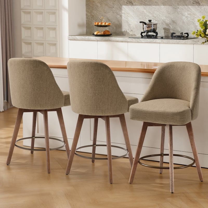 26" Counter Height Swivel Bar Stool, Upholstered Counter Stools - 39.37" (H) x 22.44" (D) x 21.65" (W)
