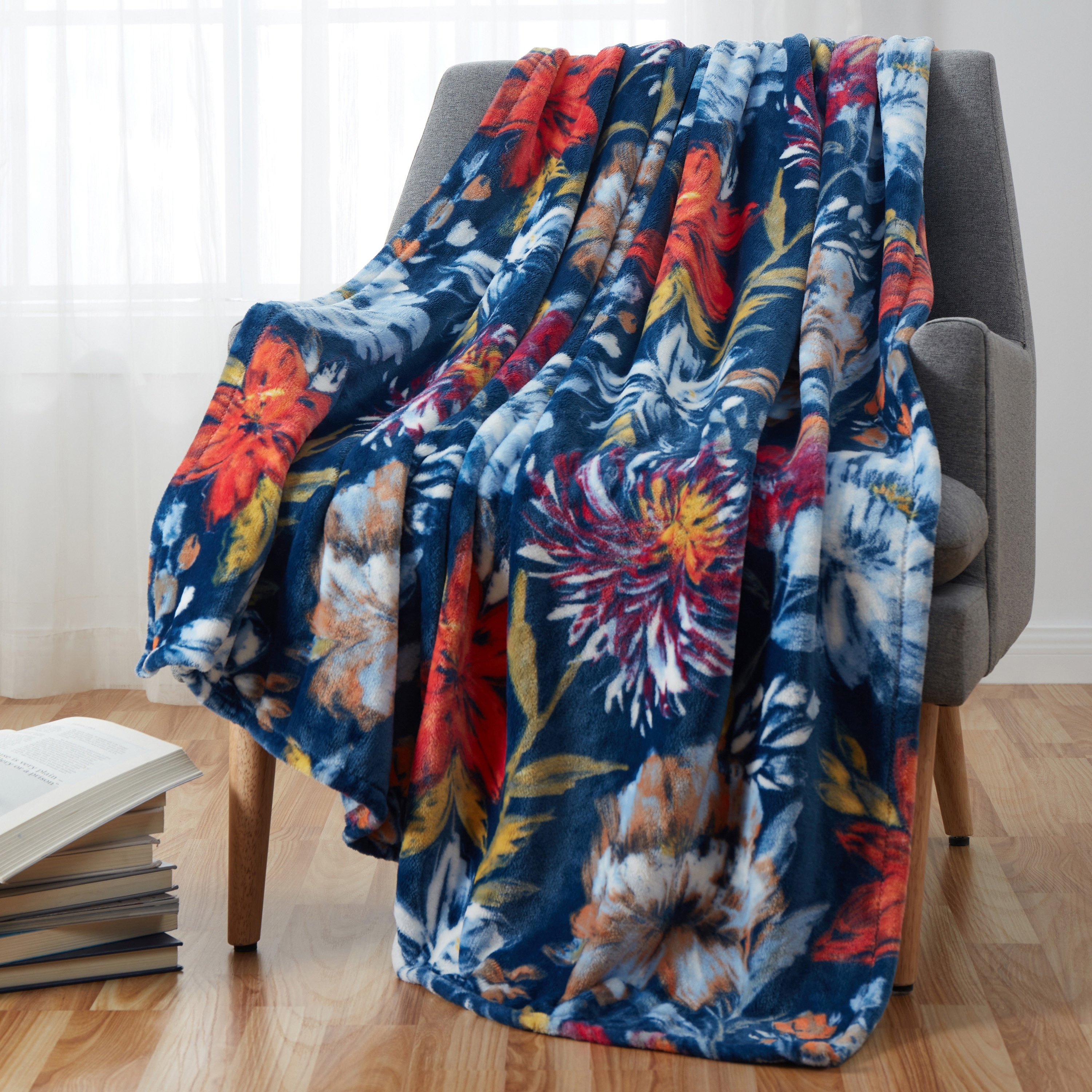 Floral plush throw blanket sale