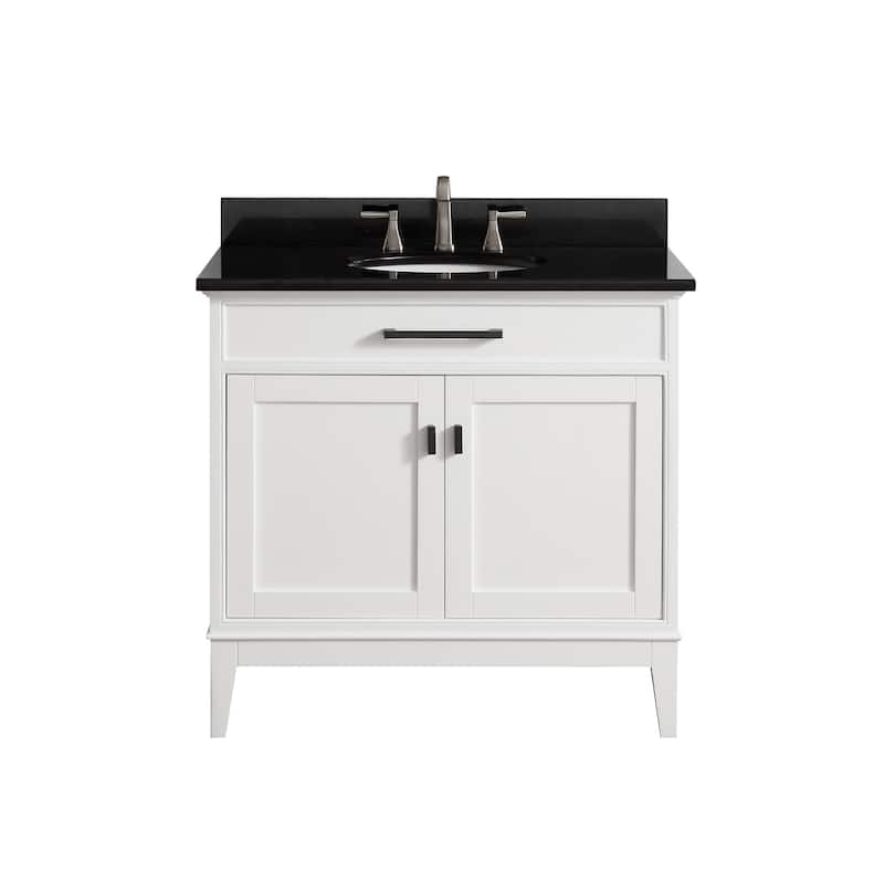 Madison 36 in. Single Sink Bathroom Vanity in White with Top - 37"W x 22"D