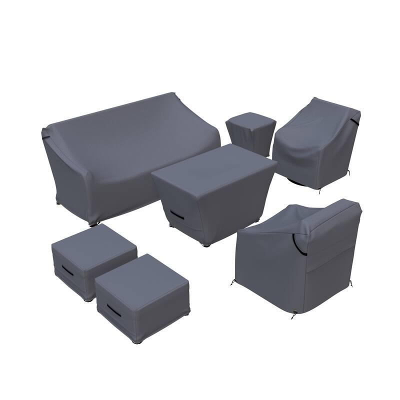Cracraft Outdoor Conversation Patio Furniture Cover 7-Piece - 33 x 72 x 33