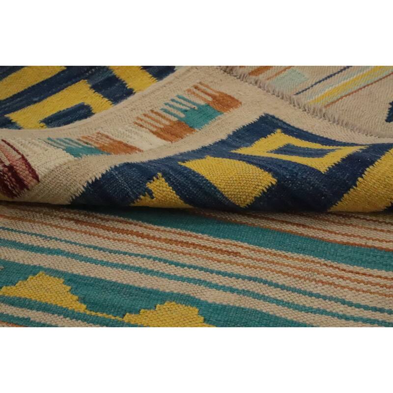 Hand Woven Oriental 100% Wool Carpet Southwestern Tribal Multi-Colored Kilim Area Rug - 6' 6'' X 4' 10''