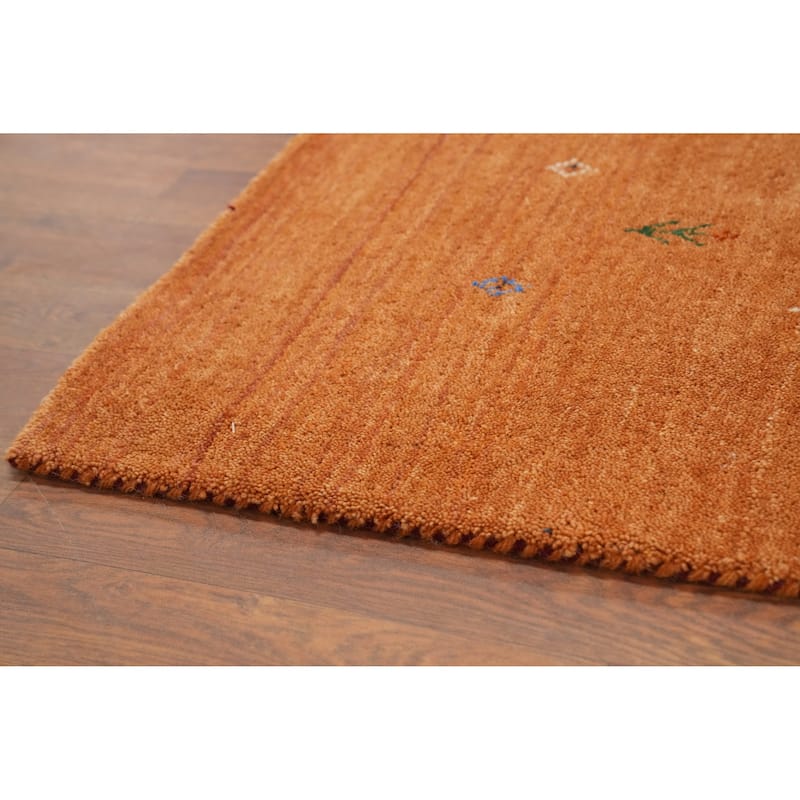 Hand Knotted Oriental 100% Wool Carpet Tribal Animal Pictorial Oranges & Rust Gabbeh Area Rug - 8' 0'' X 7' 10''
