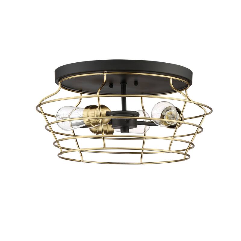 Craftmade Thatcher 3 Light 17" Wide Flush Mount Ceiling Fixture - Flat Black / Satin Brass