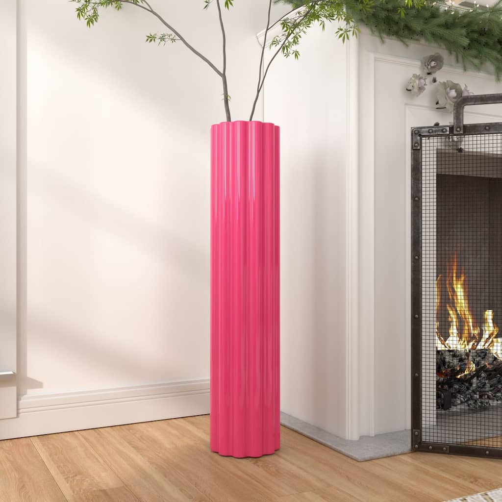 Modern Handmade Pink Ceramic Tall Floor Vase