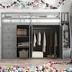 preview thumbnail 1 of 38, Full Size Wood Loft Bed With Built-in Wardrobes,Cabinets and Drawers Gray