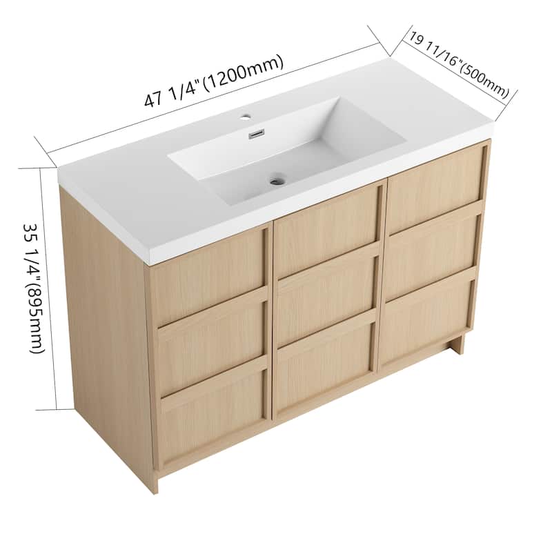 Bathroom Vanity With Resin Sink In 36/42/48 Inch, Freestanding Bathroom Vanity With Soft Close Doors And Shelf