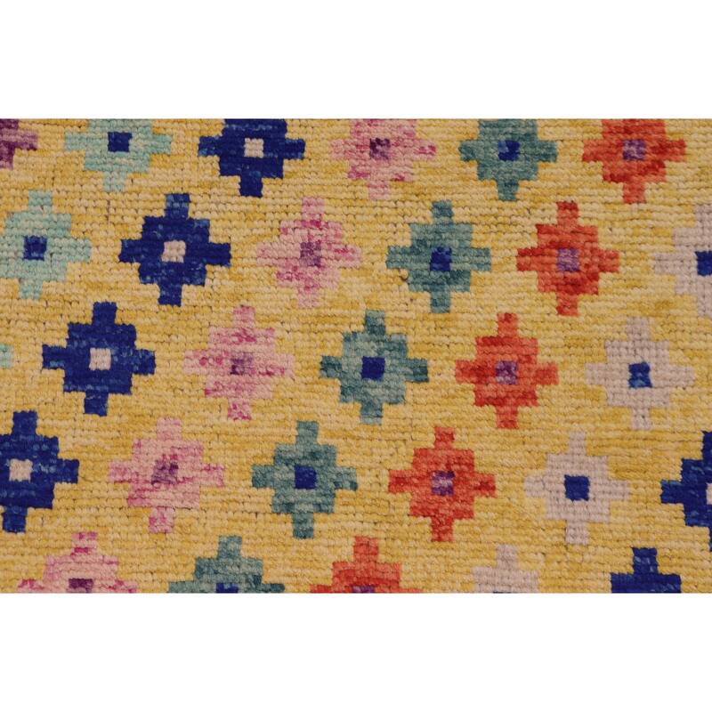 Modern Balochi Blackwell Gold/Blue Hand Knotted Wool Rug - 3'6'' x 4'10''
